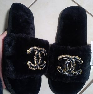 Chanel Furry slides